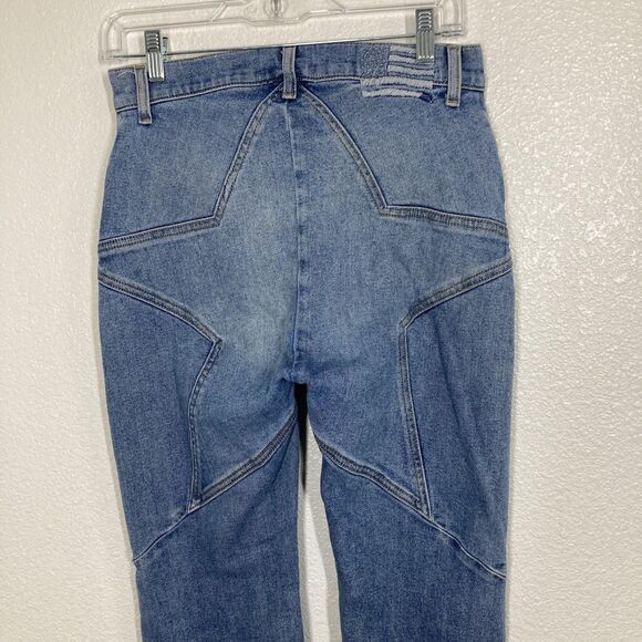 Revice Jeans Womens 30 Blue High Rise Flare Star Back Panel Seamed Stretch Denim - Picture 6 of 16